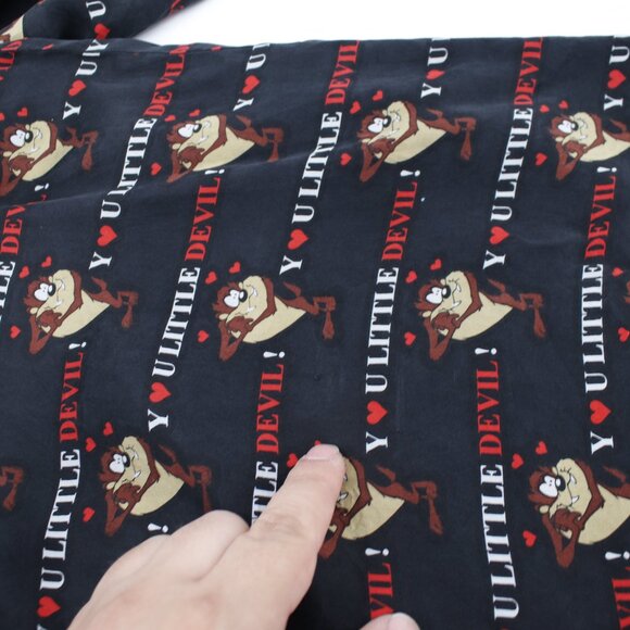 Vintage 90s Looney Tunes Mania Shirt Mens Large U LITTLE DEVIL Silk Taz all over - Picture 12 of 12